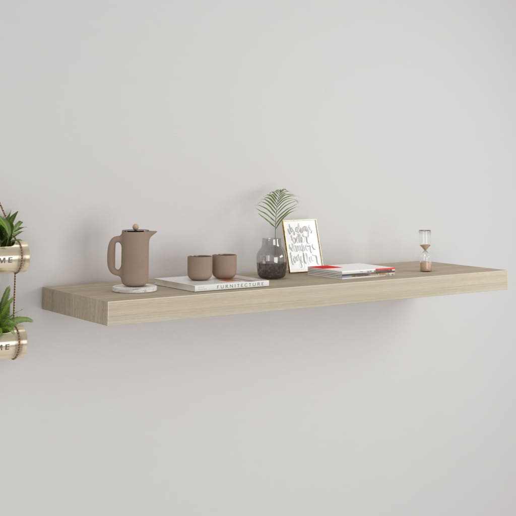 vidaXL Raft de perete suspendat, stejar, 90x23,5x3,8 cm, MDF vidaXL Raft de perete suspendat, stejar, 90x23,5x3,8 cm, MDF