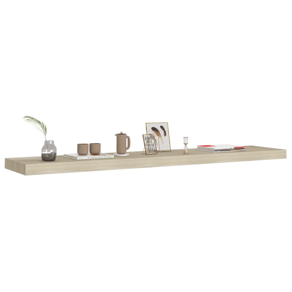 vidaXL Rafturi perete suspendate, 2 buc., stejar, 120x23,5x3,8 cm, MDF