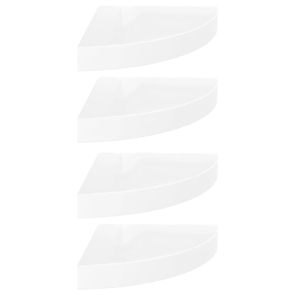 vidaXL Rafturi colț perete, 4 buc., alb extralucios, 25x25x3,8 cm, MDF vidaXL Rafturi colț perete, 4 buc., alb extralucios, 25x25x3,8 cm, MDF