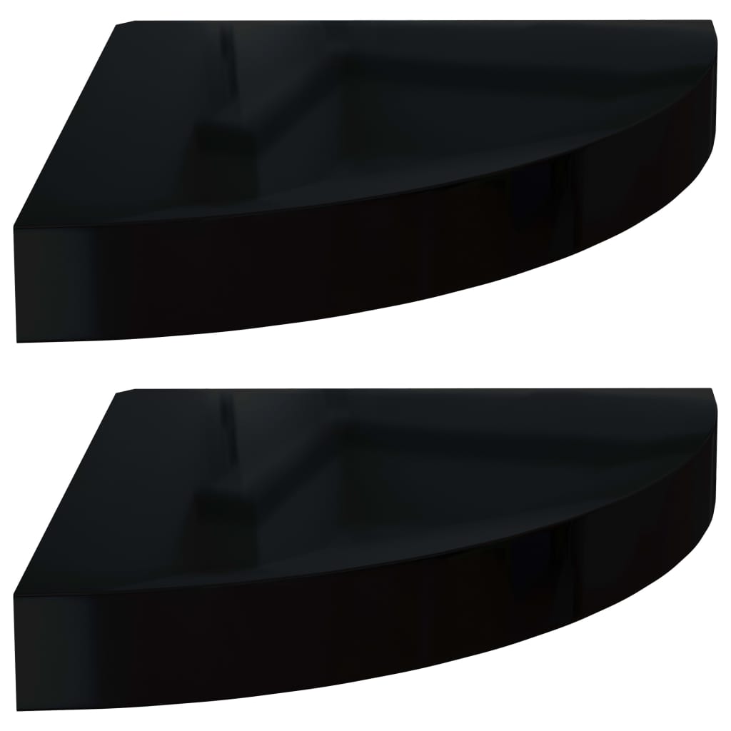 vidaXL Rafturi colț perete, 2 buc., negru extralucios 25x25x3,8 cm MDF vidaXL Rafturi colț perete, 2 buc., negru extralucios 25x25x3,8 cm MDF