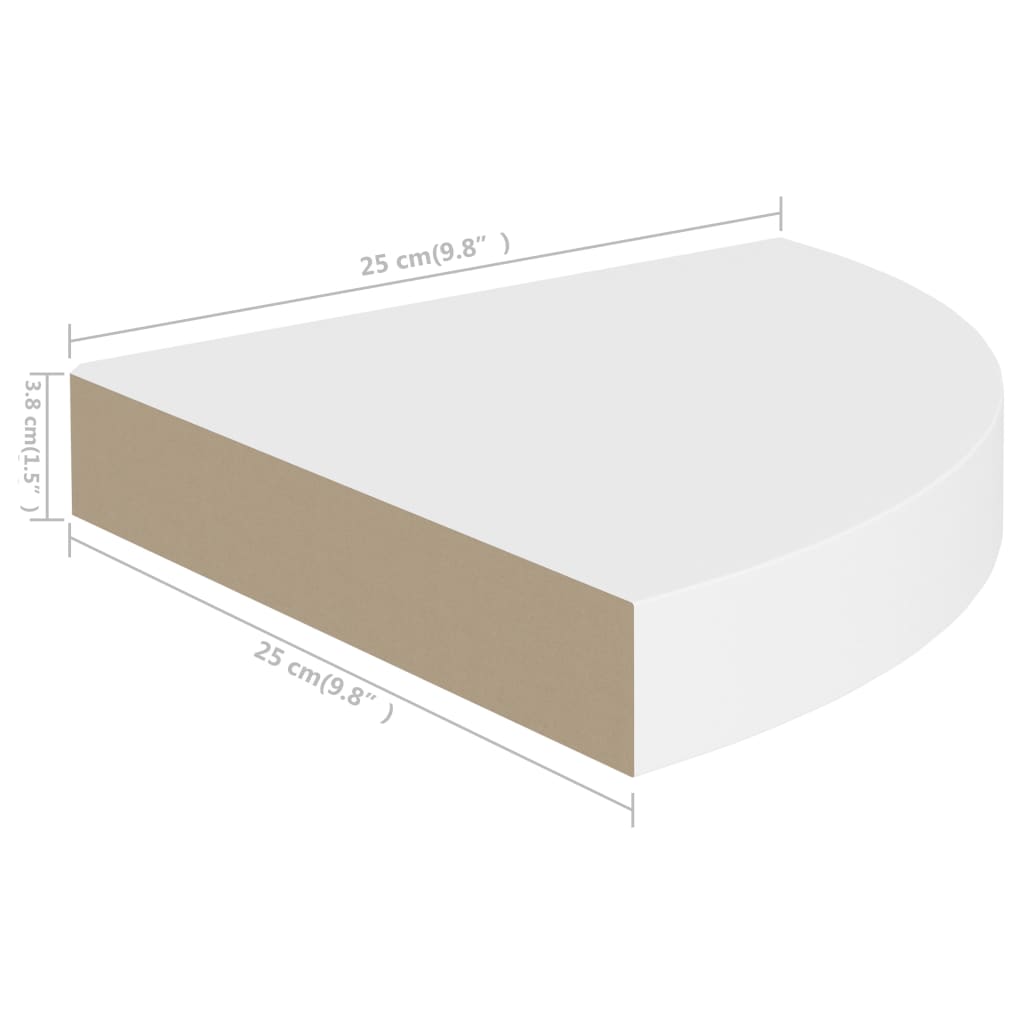 vidaXL Raft colțar de perete, alb, 25 x 25 x 3,8 cm, MDF vidaXL Raft colțar de perete, alb, 25 x 25 x 3,8 cm, MDF