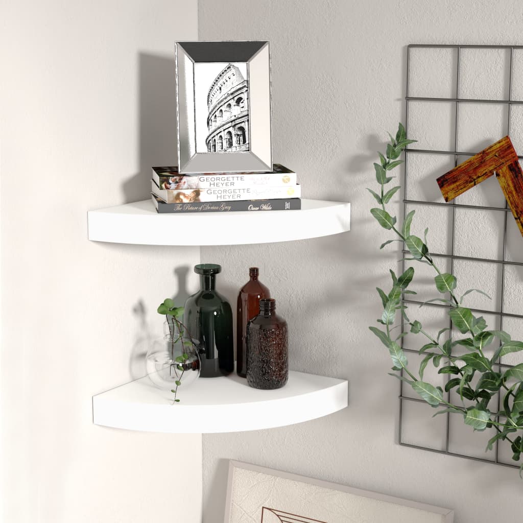 vidaXL Rafturi colțar de perete, 2 buc., alb, 25 x 25 x 3,8 cm, MDF vidaXL Rafturi colțar de perete, 2 buc., alb, 25 x 25 x 3,8 cm, MDF