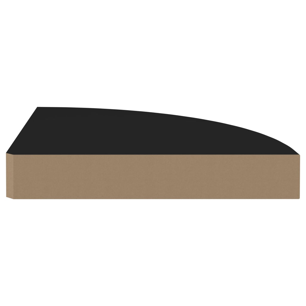 vidaXL Rafturi colțar suspendate, 4 buc., negru, 25x25x3,8 cm, MDF vidaXL Rafturi colțar suspendate, 4 buc., negru, 25x25x3,8 cm, MDF