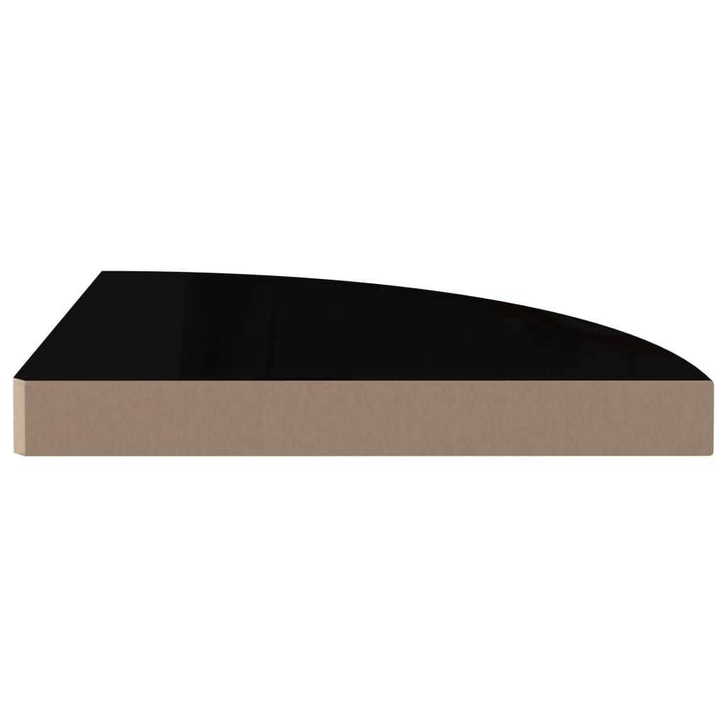 vidaXL Rafturi colț perete, 2 buc., negru extralucios 35x35x3,8 cm MDF