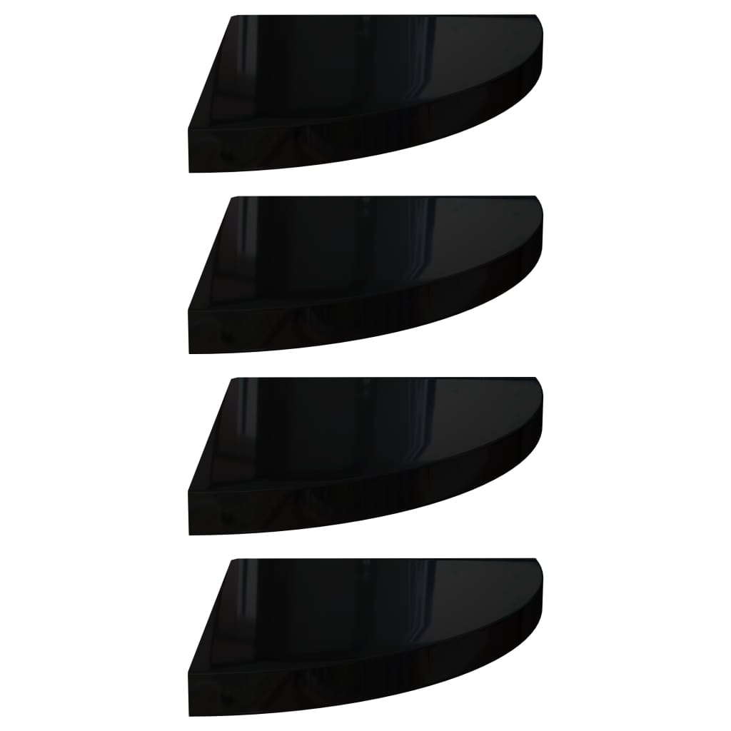 vidaXL Rafturi colț perete 4 buc, negru extralucios, 35x35x3,8 cm, MDF vidaXL Rafturi colț perete 4 buc, negru extralucios, 35x35x3,8 cm, MDF