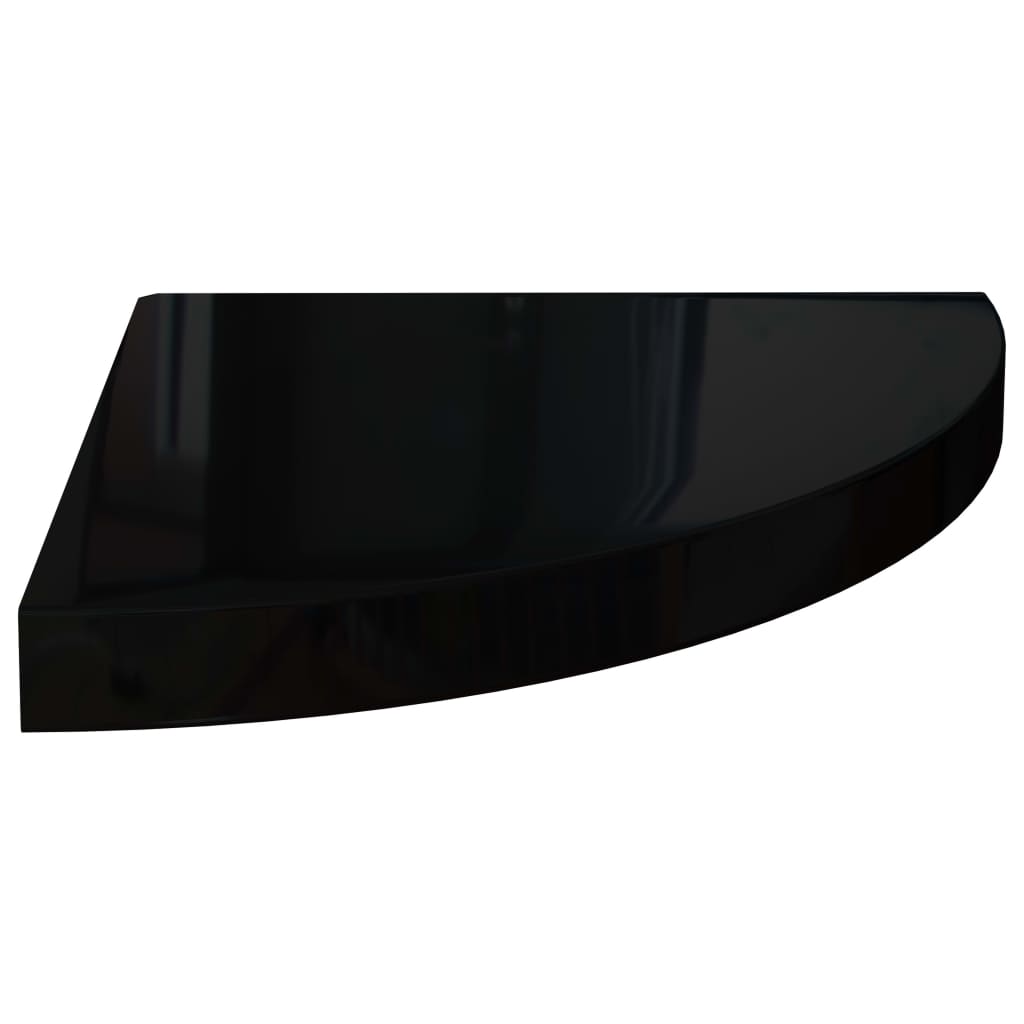 vidaXL Rafturi colț perete 4 buc, negru extralucios, 35x35x3,8 cm, MDF vidaXL Rafturi colț perete 4 buc, negru extralucios, 35x35x3,8 cm, MDF