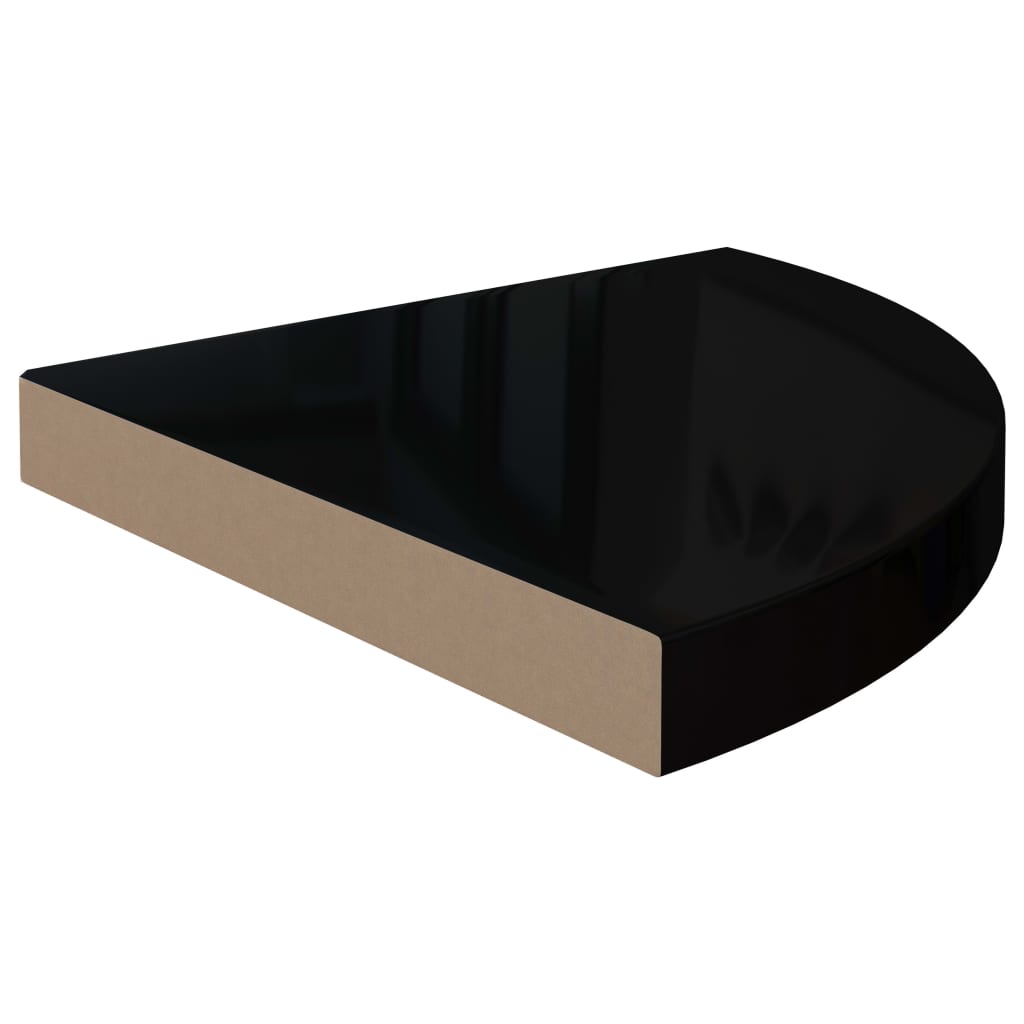 vidaXL Rafturi colț perete 4 buc, negru extralucios, 35x35x3,8 cm, MDF vidaXL Rafturi colț perete 4 buc, negru extralucios, 35x35x3,8 cm, MDF