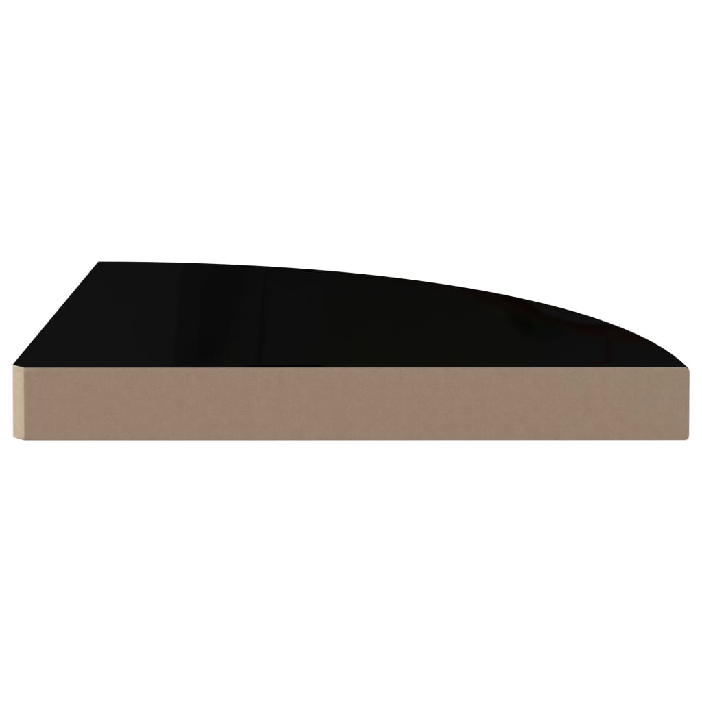vidaXL Rafturi colț perete 4 buc, negru extralucios, 35x35x3,8 cm, MDF vidaXL Rafturi colț perete 4 buc, negru extralucios, 35x35x3,8 cm, MDF