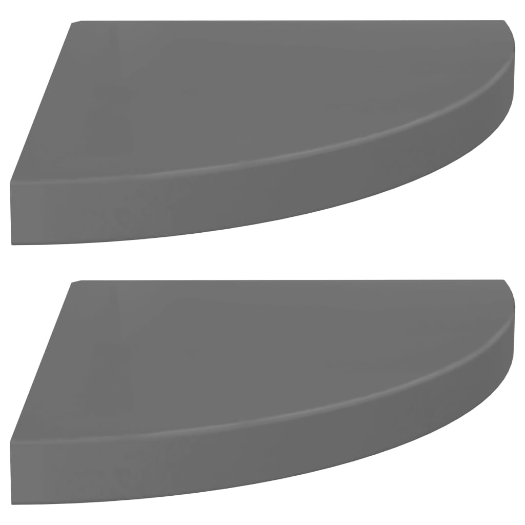 vidaXL Rafturi colț perete, 2 buc., gri extralucios, 35x35x3,8 cm, MDF vidaXL Rafturi colț perete, 2 buc., gri extralucios, 35x35x3,8 cm, MDF