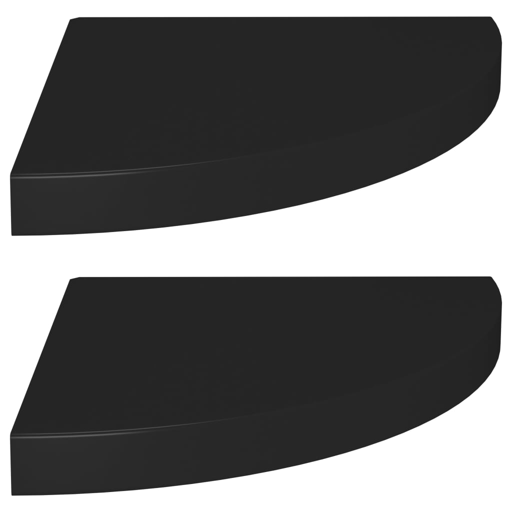 vidaXL Rafturi colț de perete, 2 buc., negru, 35x35x3,8 cm, MDF vidaXL Rafturi colț de perete, 2 buc., negru, 35x35x3,8 cm, MDF