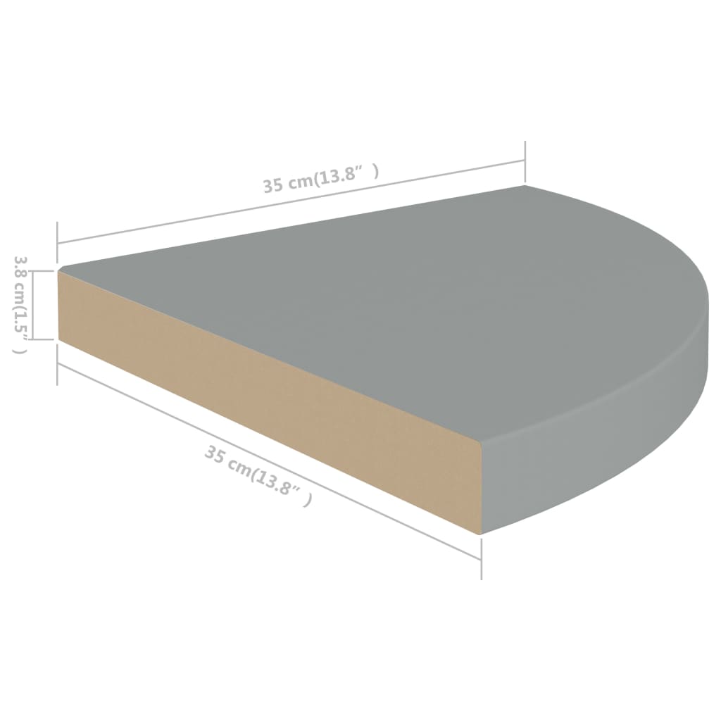 vidaXL Raft colțar de perete, gri, 35 x 35 x 3,8 cm, MDF vidaXL Raft colțar de perete, gri, 35 x 35 x 3,8 cm, MDF