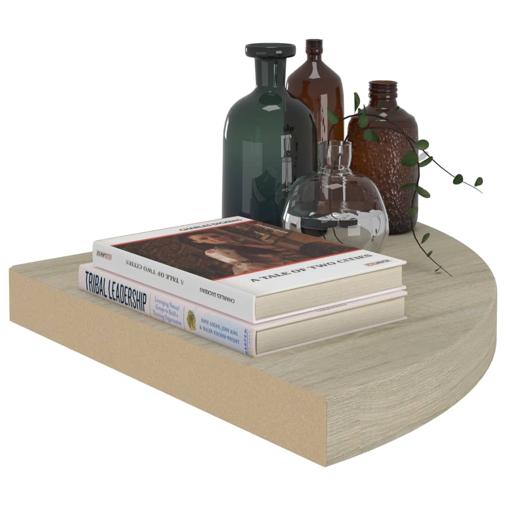 vidaXL Rafturi colț suspendate, 4 buc., stejar, 35x35x3,8 cm, MDF vidaXL Rafturi colț suspendate, 4 buc., stejar, 35x35x3,8 cm, MDF