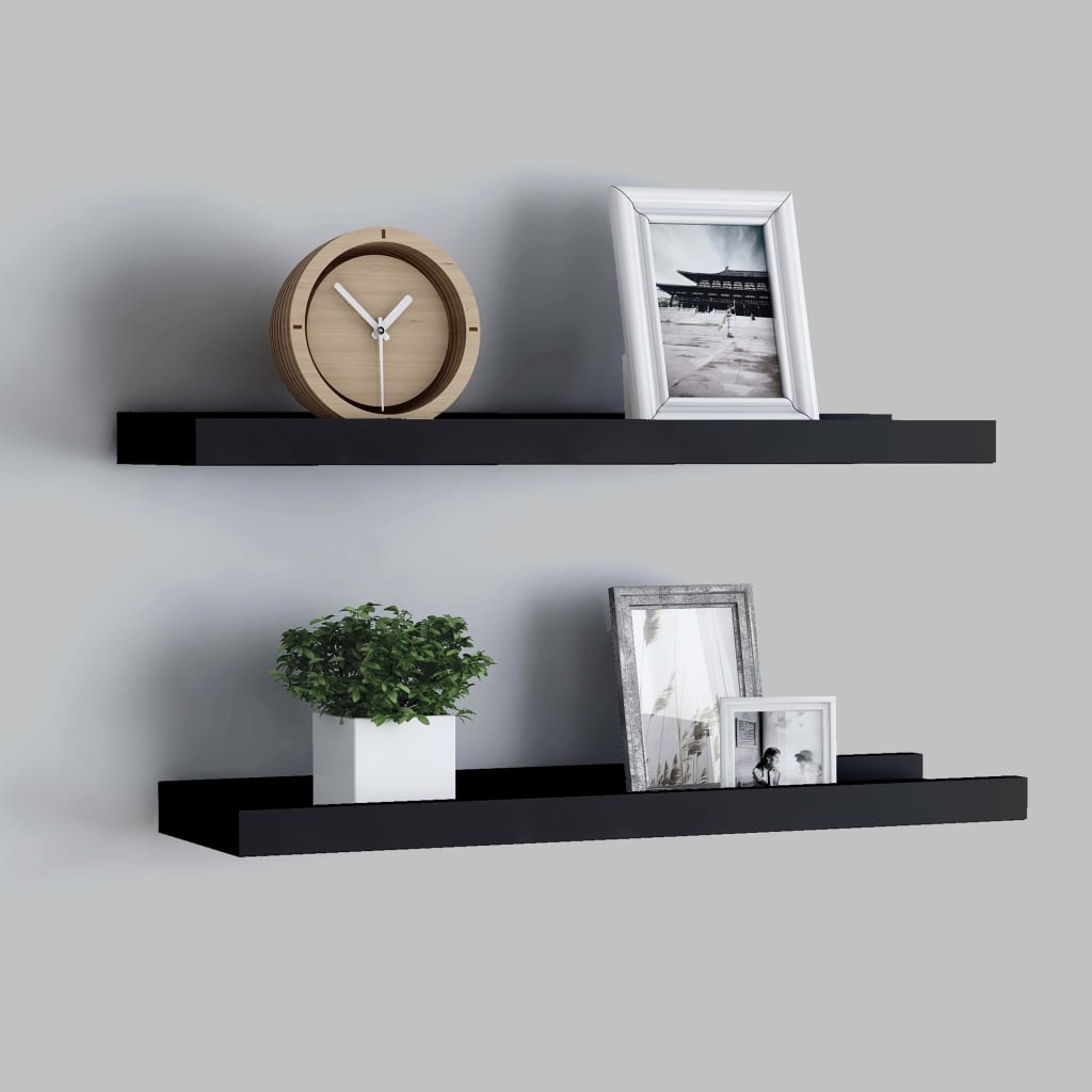vidaXL Rafturi rame foto cu bordură, 2 buc., negru, 40 x 9 x 3 cm, MDF vidaXL Rafturi rame foto cu bordură, 2 buc., negru, 40 x 9 x 3 cm, MDF