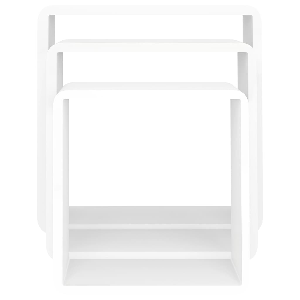 vidaXL Rafturi de perete cub, 3 buc., alb, MDF vidaXL Rafturi de perete cub, 3 buc., alb, MDF