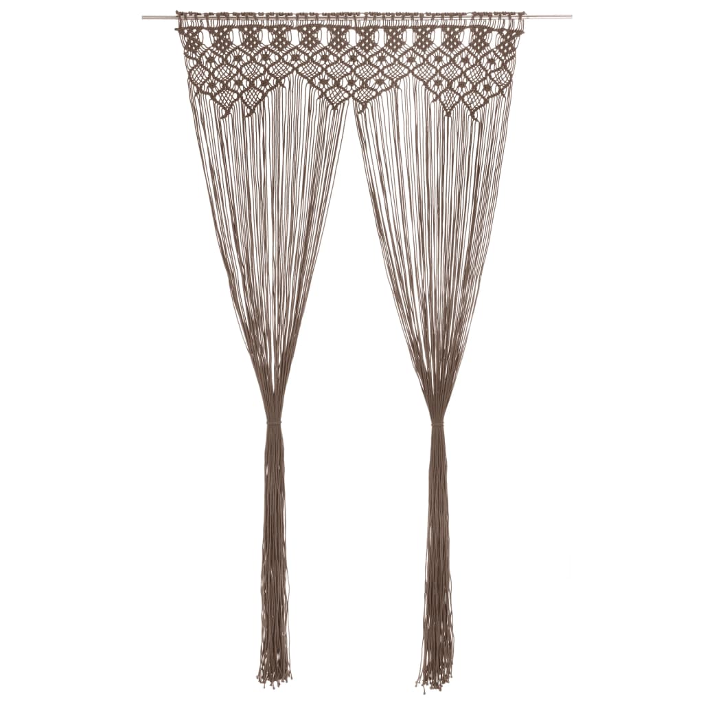 vidaXL Perdea macrame, gri taupe,140 x 240 cm, bumbac vidaXL Perdea macrame, gri taupe,140 x 240 cm, bumbac