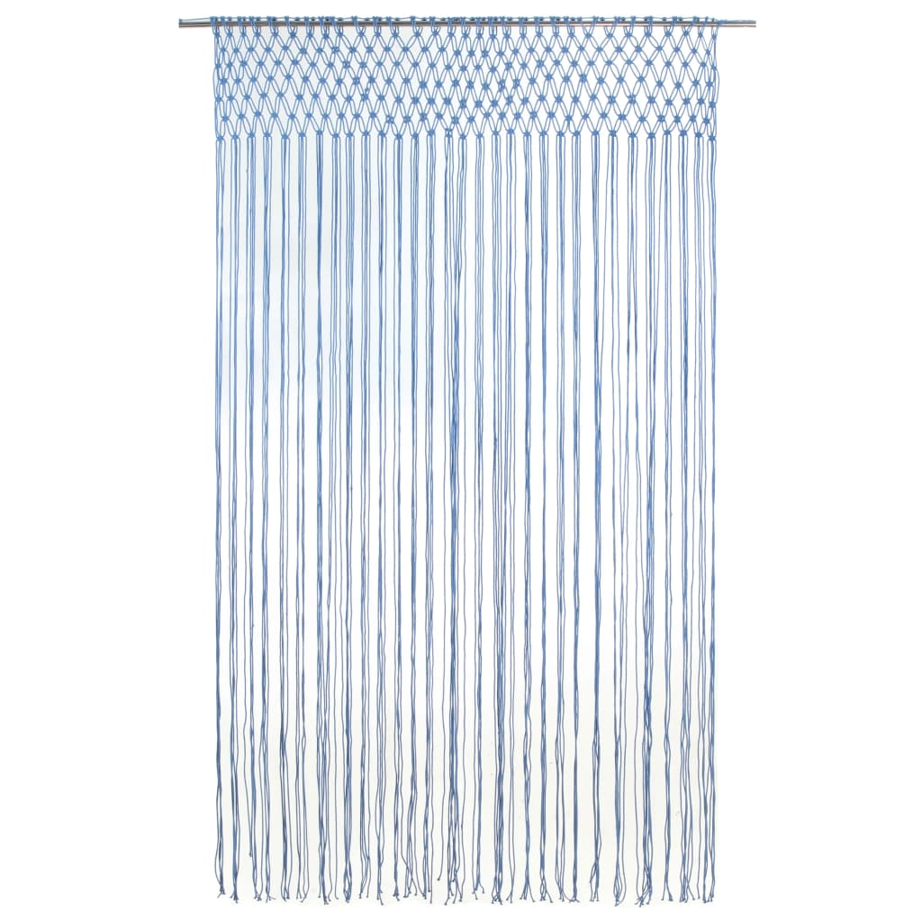 vidaXL Perdea macrame, albastru, 140 x 240 cm, bumbac vidaXL Perdea macrame, albastru, 140 x 240 cm, bumbac