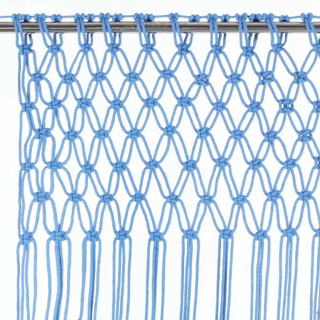 vidaXL Perdea macrame, albastru, 140 x 240 cm, bumbac vidaXL Perdea macrame, albastru, 140 x 240 cm, bumbac