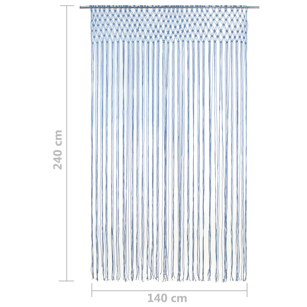 vidaXL Perdea macrame, albastru, 140 x 240 cm, bumbac vidaXL Perdea macrame, albastru, 140 x 240 cm, bumbac