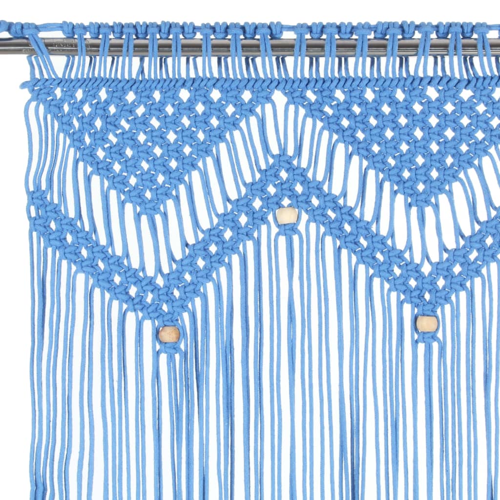 vidaXL Perdea macrame, albastru, 140 x 240 cm, bumbac vidaXL Perdea macrame, albastru, 140 x 240 cm, bumbac