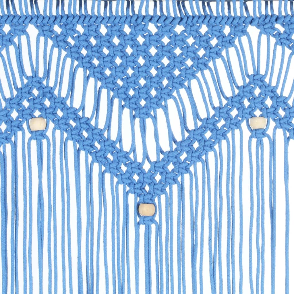 vidaXL Perdea macrame, albastru, 140 x 240 cm, bumbac vidaXL Perdea macrame, albastru, 140 x 240 cm, bumbac
