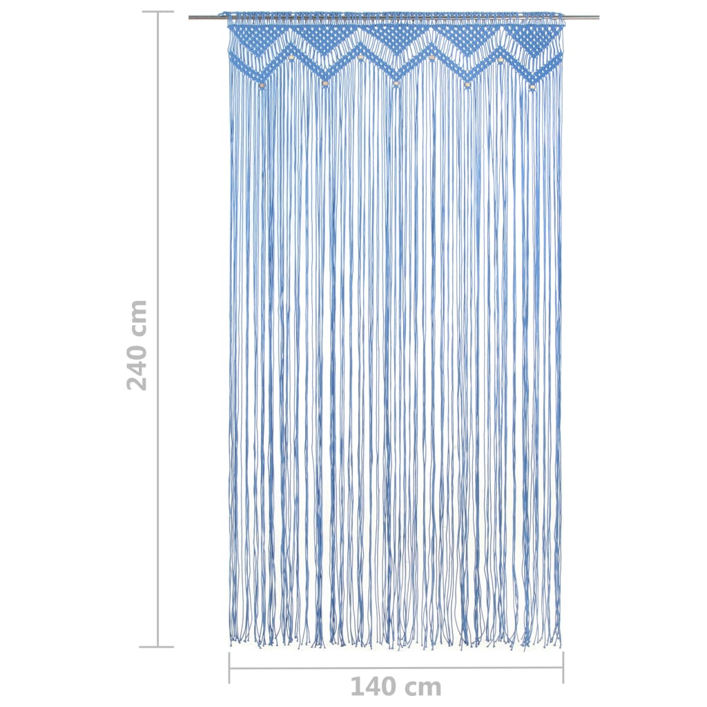 vidaXL Perdea macrame, albastru, 140 x 240 cm, bumbac vidaXL Perdea macrame, albastru, 140 x 240 cm, bumbac