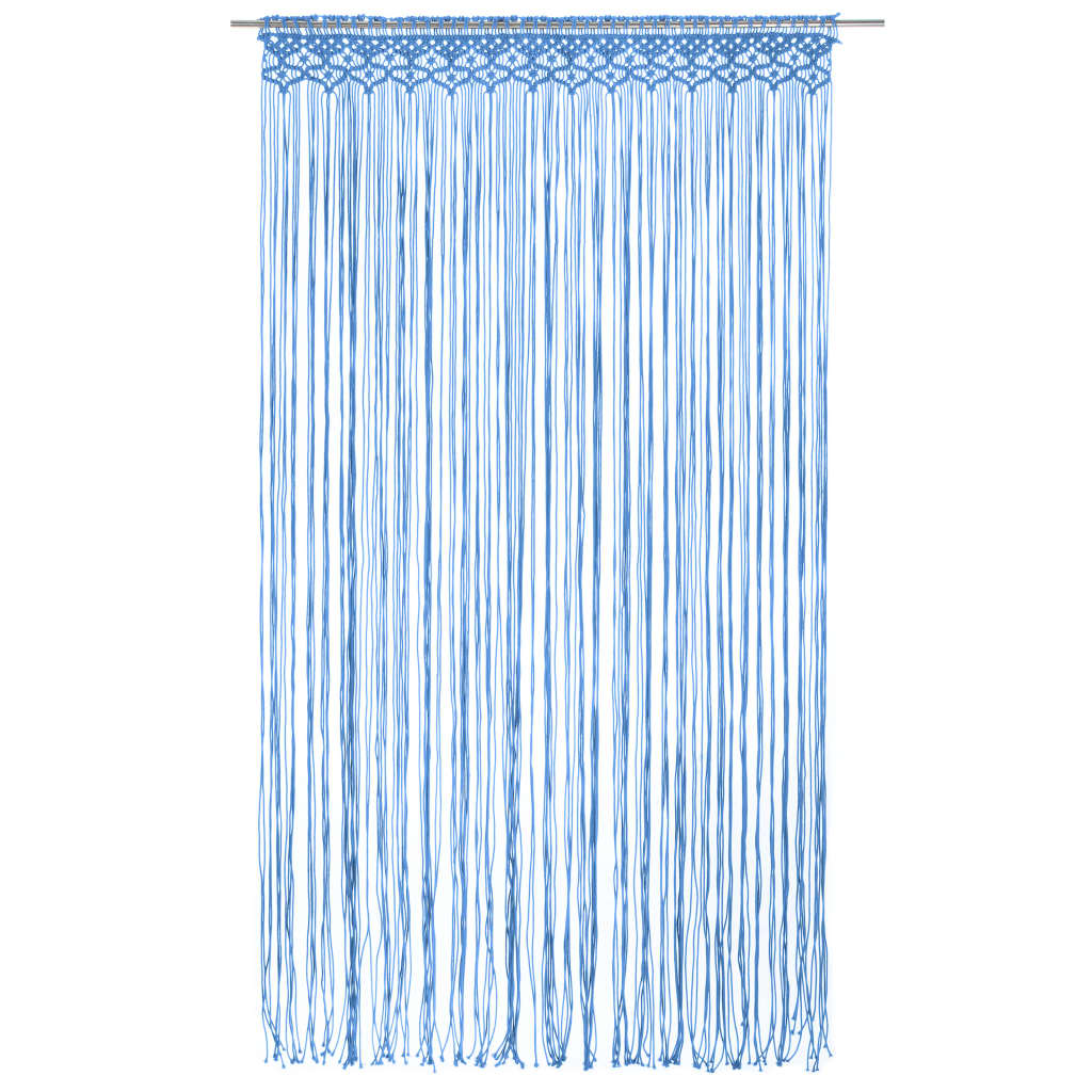 vidaXL Perdea macrame, albastru, 140 x 240 cm, bumbac vidaXL Perdea macrame, albastru, 140 x 240 cm, bumbac