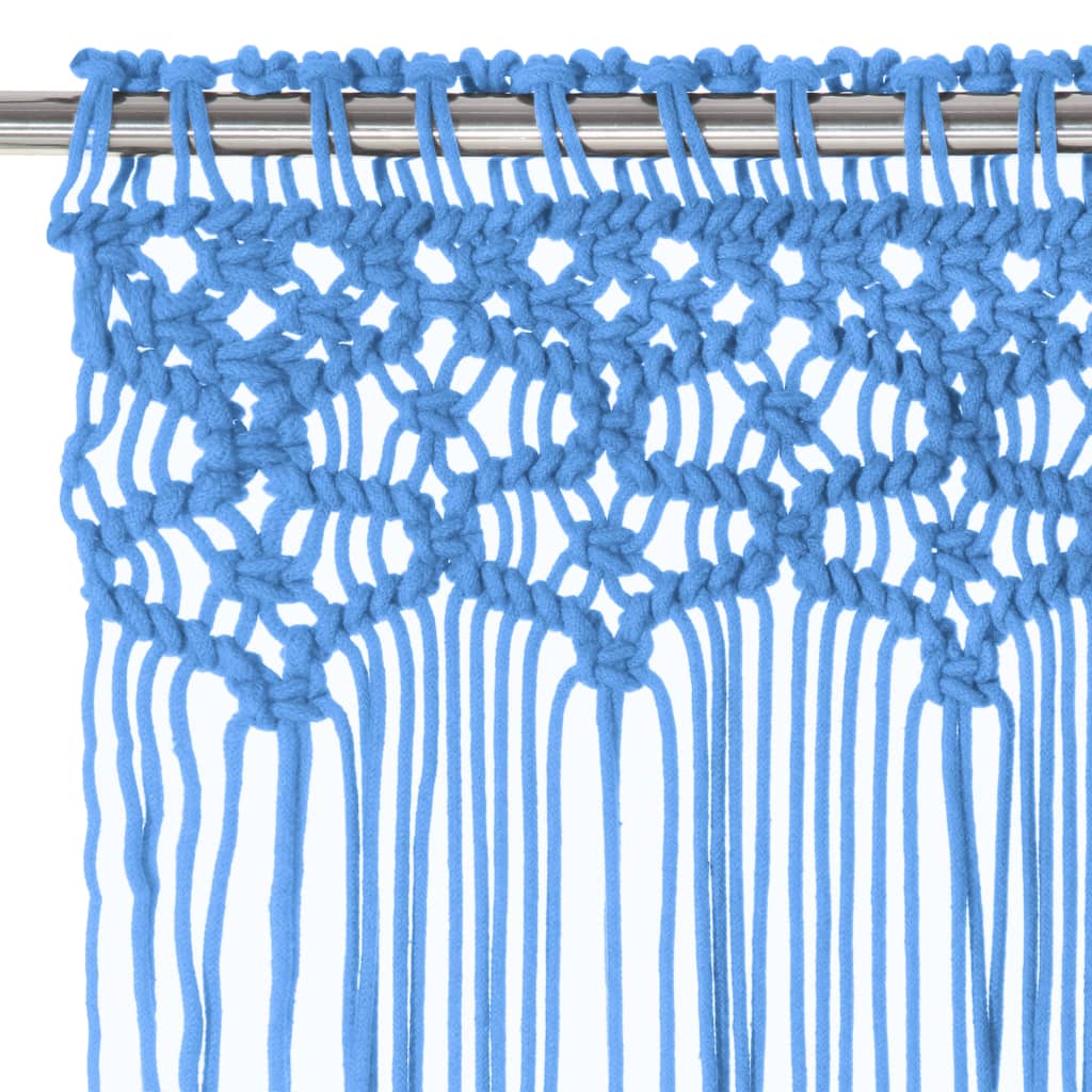 vidaXL Perdea macrame, albastru, 140 x 240 cm, bumbac vidaXL Perdea macrame, albastru, 140 x 240 cm, bumbac