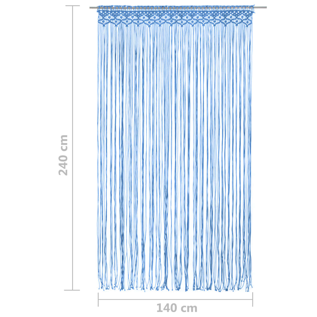 vidaXL Perdea macrame, albastru, 140 x 240 cm, bumbac vidaXL Perdea macrame, albastru, 140 x 240 cm, bumbac