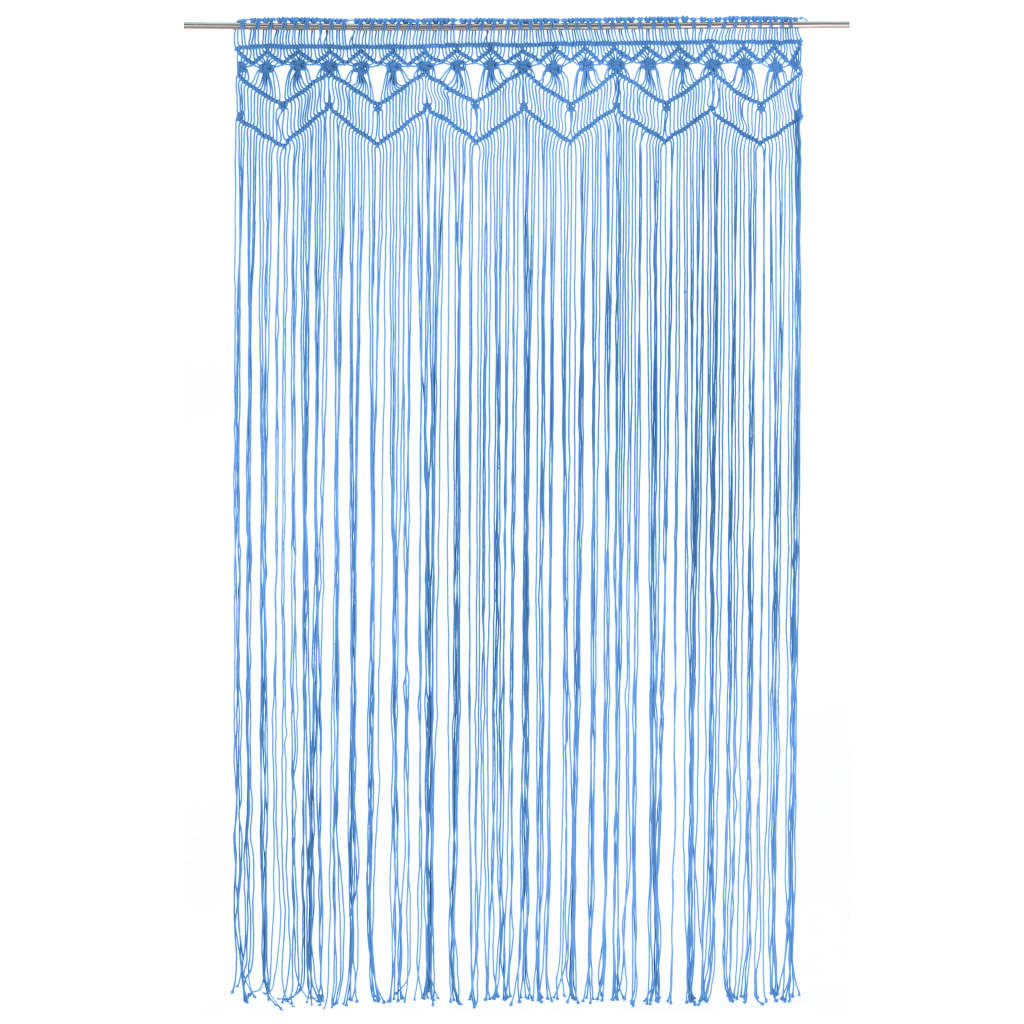 vidaXL Perdea macrame, albastru, 140 x 240 cm, bumbac vidaXL Perdea macrame, albastru, 140 x 240 cm, bumbac