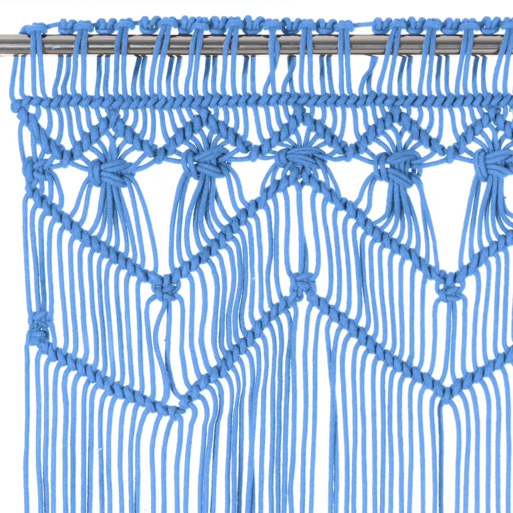 vidaXL Perdea macrame, albastru, 140 x 240 cm, bumbac vidaXL Perdea macrame, albastru, 140 x 240 cm, bumbac