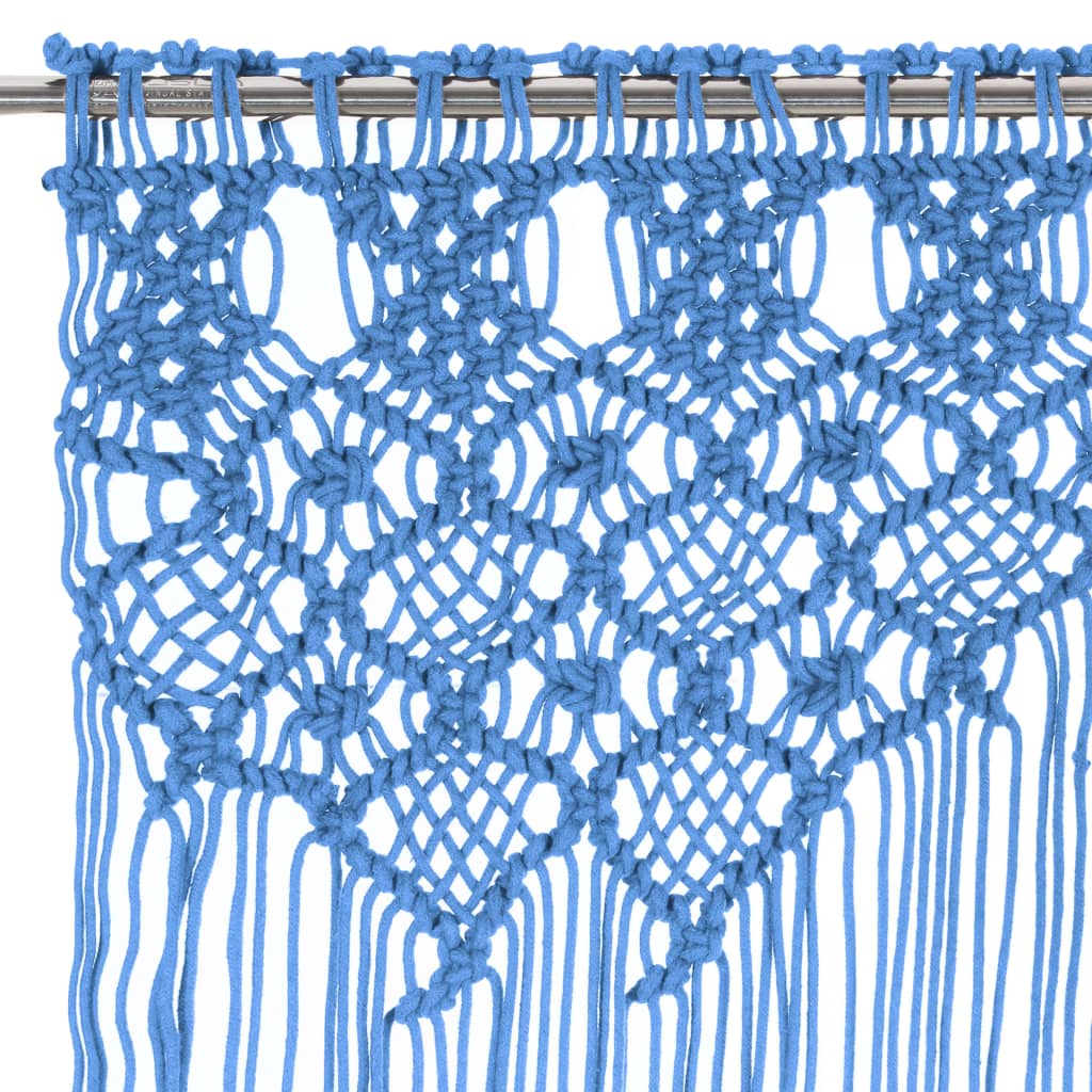 vidaXL Perdea macrame, albastru, 140 x 240 cm, bumbac vidaXL Perdea macrame, albastru, 140 x 240 cm, bumbac