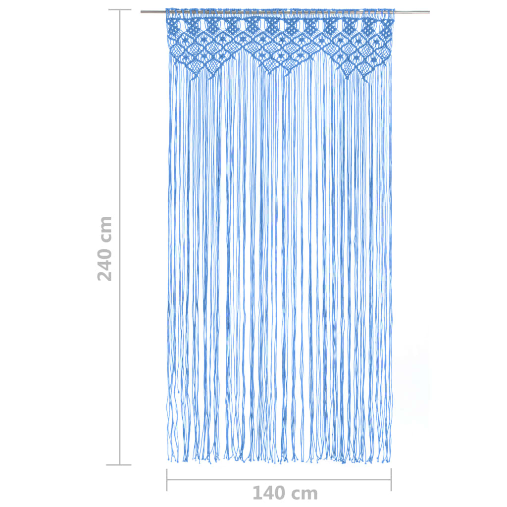 vidaXL Perdea macrame, albastru, 140 x 240 cm, bumbac vidaXL Perdea macrame, albastru, 140 x 240 cm, bumbac