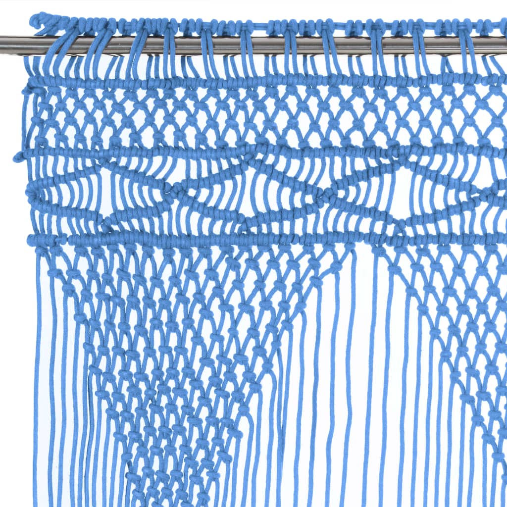 vidaXL Perdea macrame, albastru, 140 x 240 cm, bumbac vidaXL Perdea macrame, albastru, 140 x 240 cm, bumbac