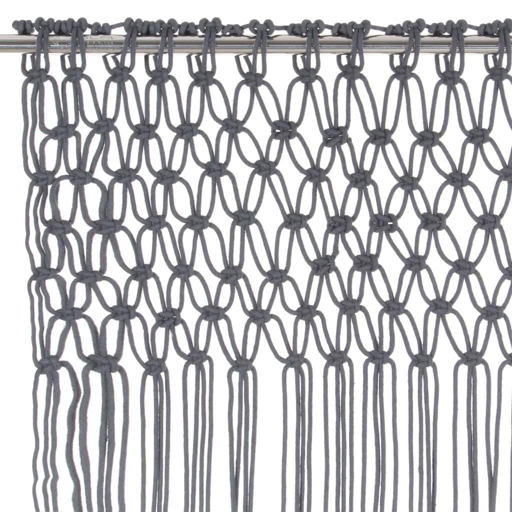 vidaXL Perdea macrame, antracit, 140 x 240 cm, bumbac vidaXL Perdea macrame, antracit, 140 x 240 cm, bumbac