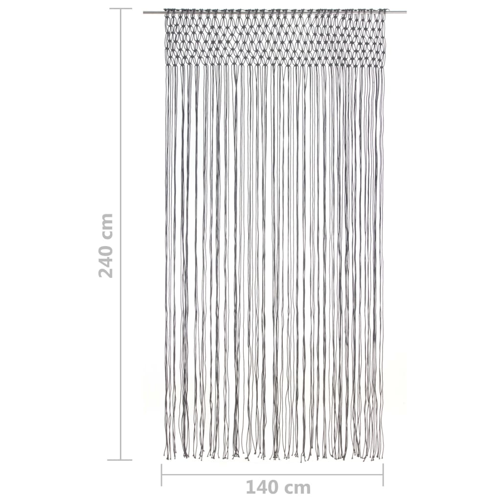 vidaXL Perdea macrame, antracit, 140 x 240 cm, bumbac vidaXL Perdea macrame, antracit, 140 x 240 cm, bumbac