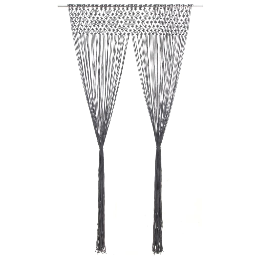 vidaXL Perdea macrame, antracit, 140 x 240 cm, bumbac vidaXL Perdea macrame, antracit, 140 x 240 cm, bumbac