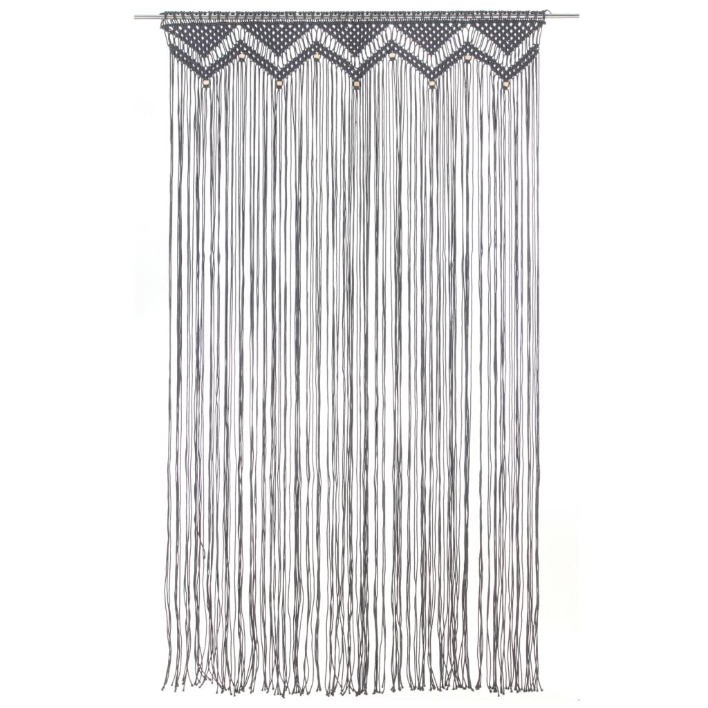 vidaXL Perdea macrame, antracit, 140 x 240 cm, bumbac vidaXL Perdea macrame, antracit, 140 x 240 cm, bumbac
