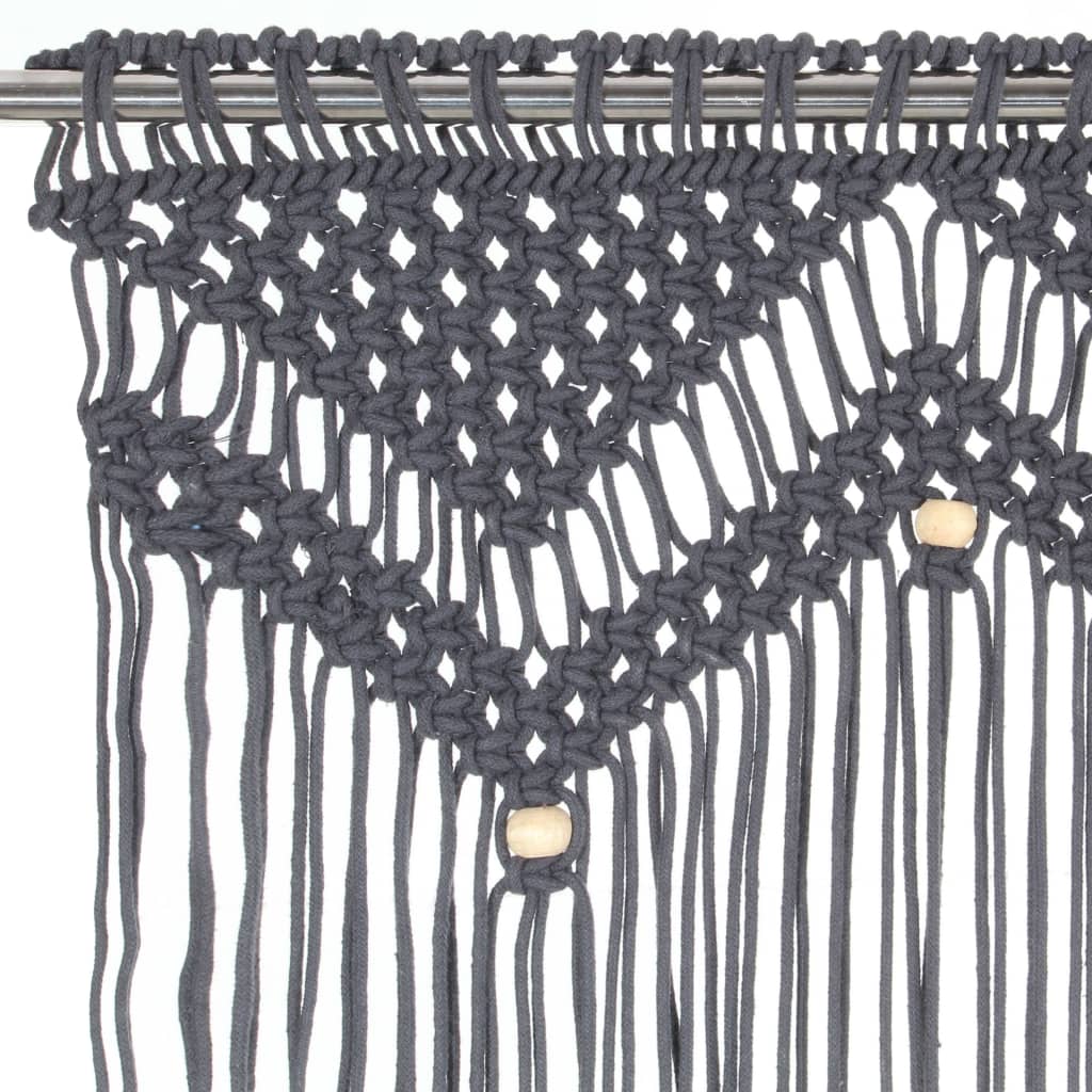 vidaXL Perdea macrame, antracit, 140 x 240 cm, bumbac vidaXL Perdea macrame, antracit, 140 x 240 cm, bumbac