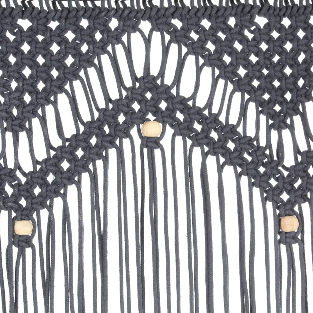 vidaXL Perdea macrame, antracit, 140 x 240 cm, bumbac vidaXL Perdea macrame, antracit, 140 x 240 cm, bumbac