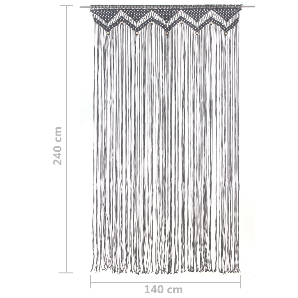 vidaXL Perdea macrame, antracit, 140 x 240 cm, bumbac vidaXL Perdea macrame, antracit, 140 x 240 cm, bumbac