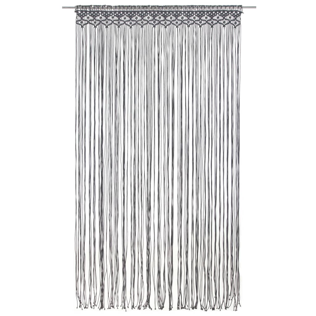 vidaXL Perdea macrame, antracit, 140 x 240 cm, bumbac vidaXL Perdea macrame, antracit, 140 x 240 cm, bumbac