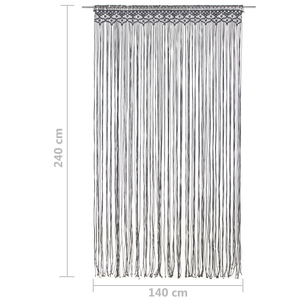 vidaXL Perdea macrame, antracit, 140 x 240 cm, bumbac vidaXL Perdea macrame, antracit, 140 x 240 cm, bumbac