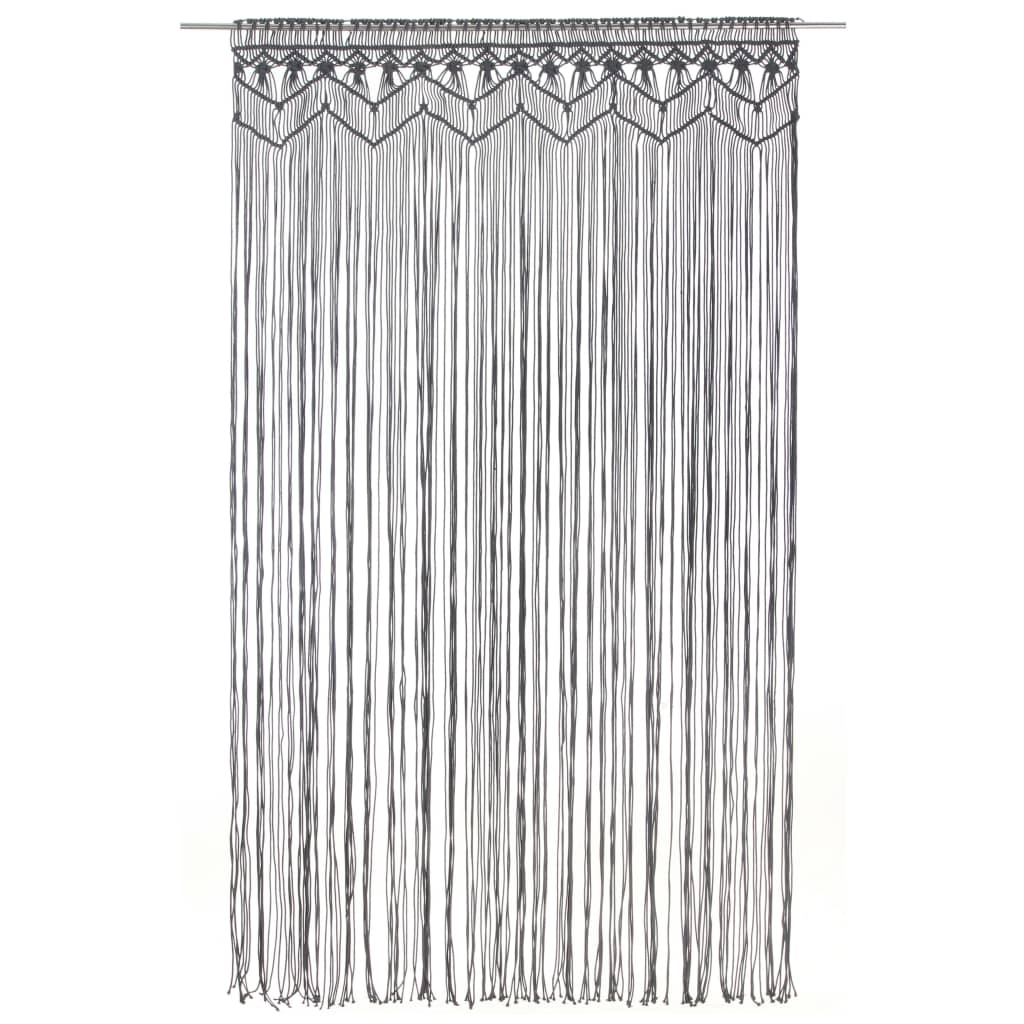 vidaXL Perdea macrame, antracit, 140 x 240 cm, bumbac vidaXL Perdea macrame, antracit, 140 x 240 cm, bumbac