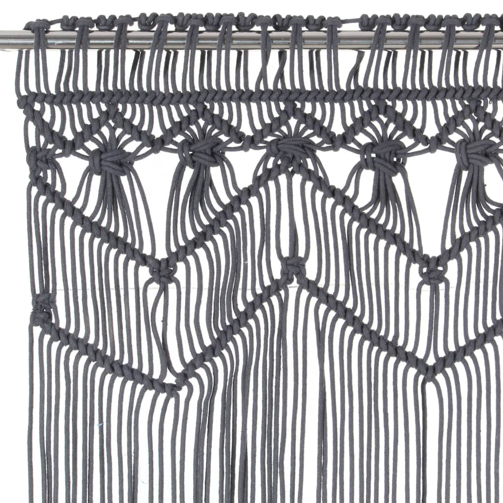 vidaXL Perdea macrame, antracit, 140 x 240 cm, bumbac vidaXL Perdea macrame, antracit, 140 x 240 cm, bumbac