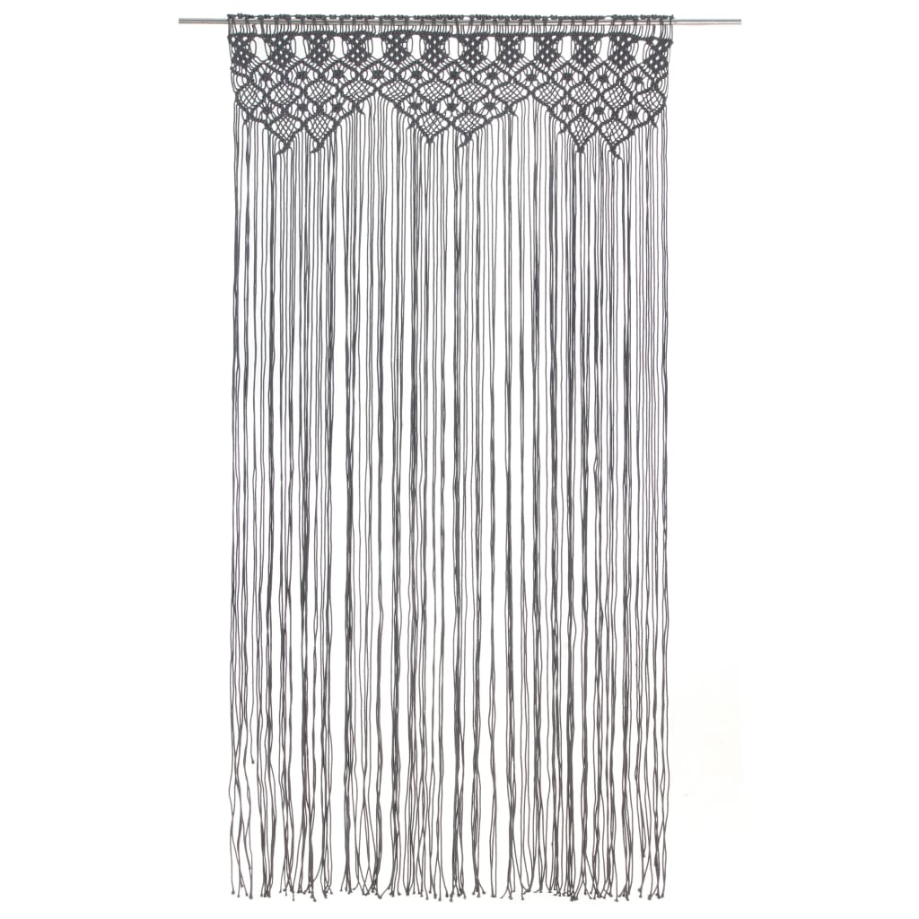 vidaXL Perdea macrame, antracit, 140 x 240 cm, bumbac vidaXL Perdea macrame, antracit, 140 x 240 cm, bumbac