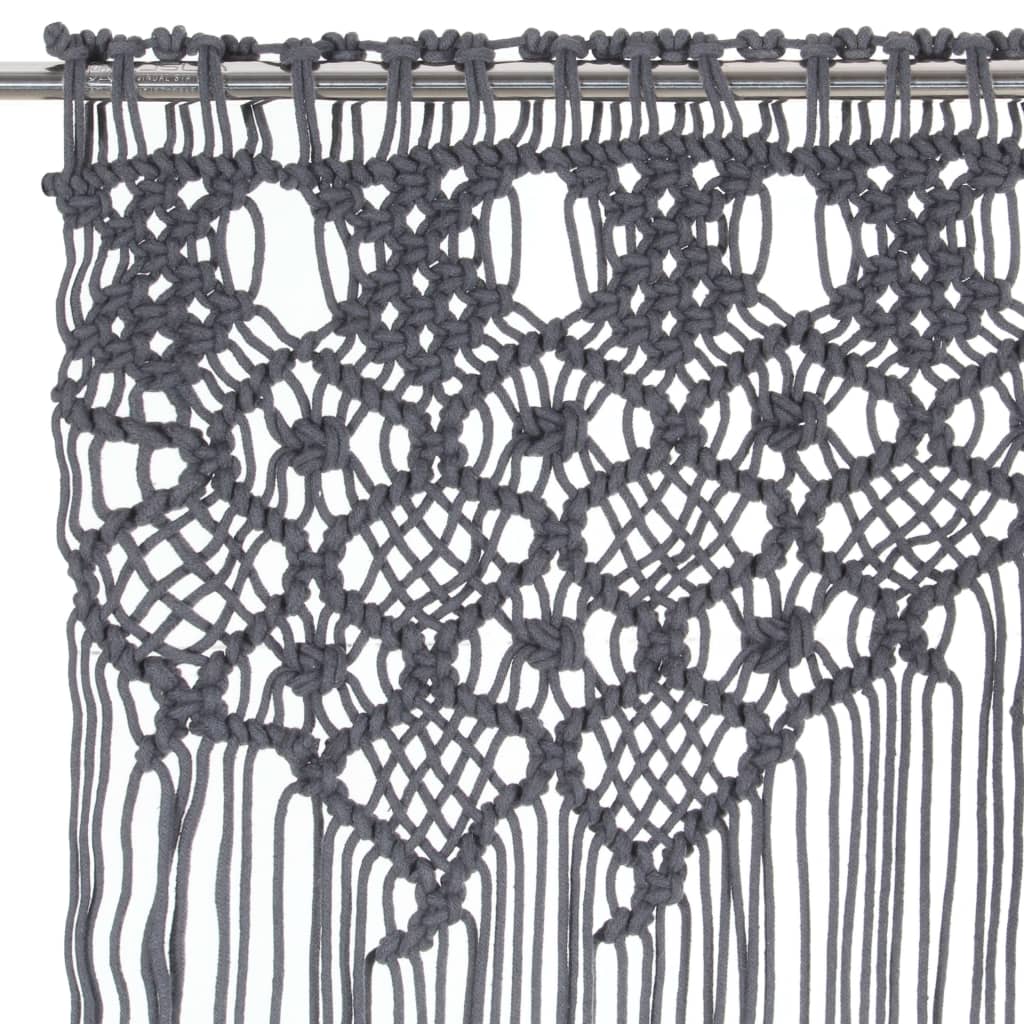 vidaXL Perdea macrame, antracit, 140 x 240 cm, bumbac vidaXL Perdea macrame, antracit, 140 x 240 cm, bumbac