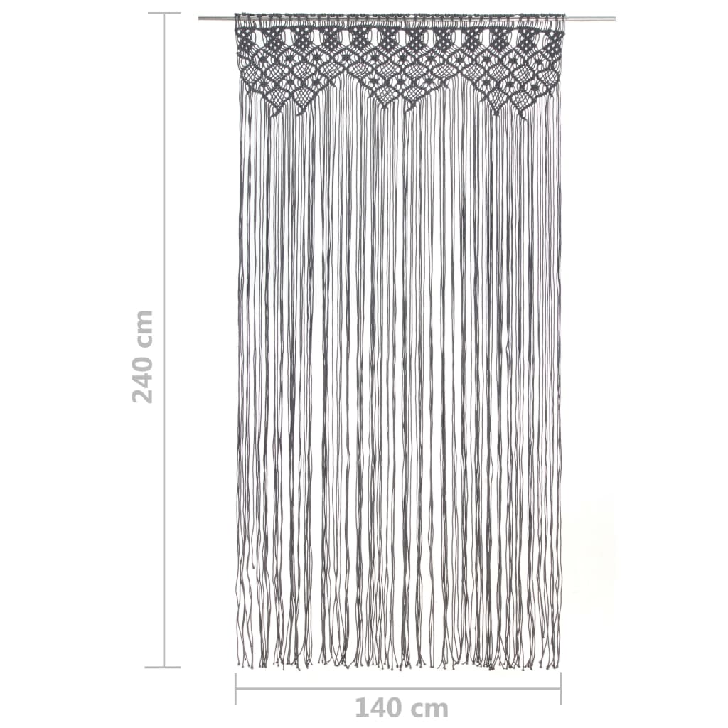 vidaXL Perdea macrame, antracit, 140 x 240 cm, bumbac vidaXL Perdea macrame, antracit, 140 x 240 cm, bumbac
