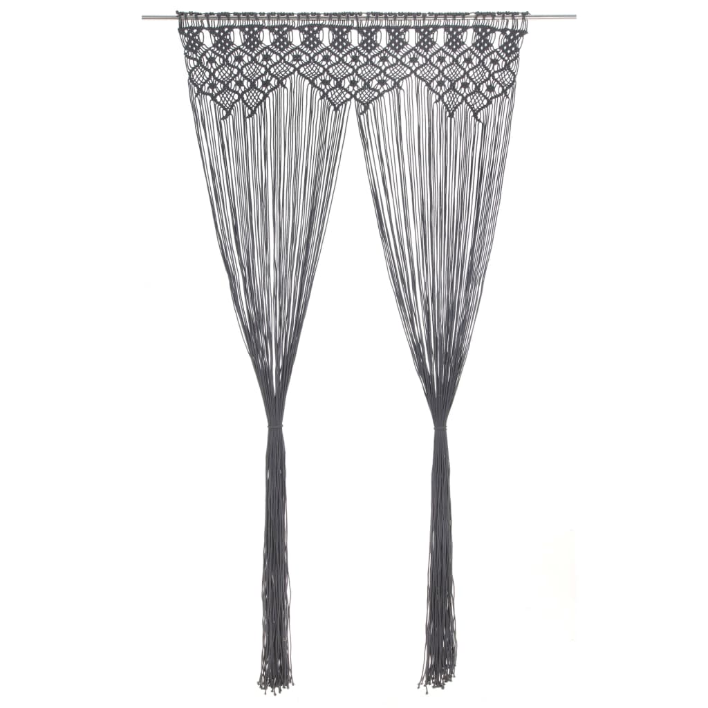 vidaXL Perdea macrame, antracit, 140 x 240 cm, bumbac vidaXL Perdea macrame, antracit, 140 x 240 cm, bumbac
