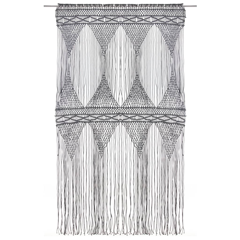 vidaXL Perdea macrame, antracit, 140 x 240 cm, bumbac vidaXL Perdea macrame, antracit, 140 x 240 cm, bumbac