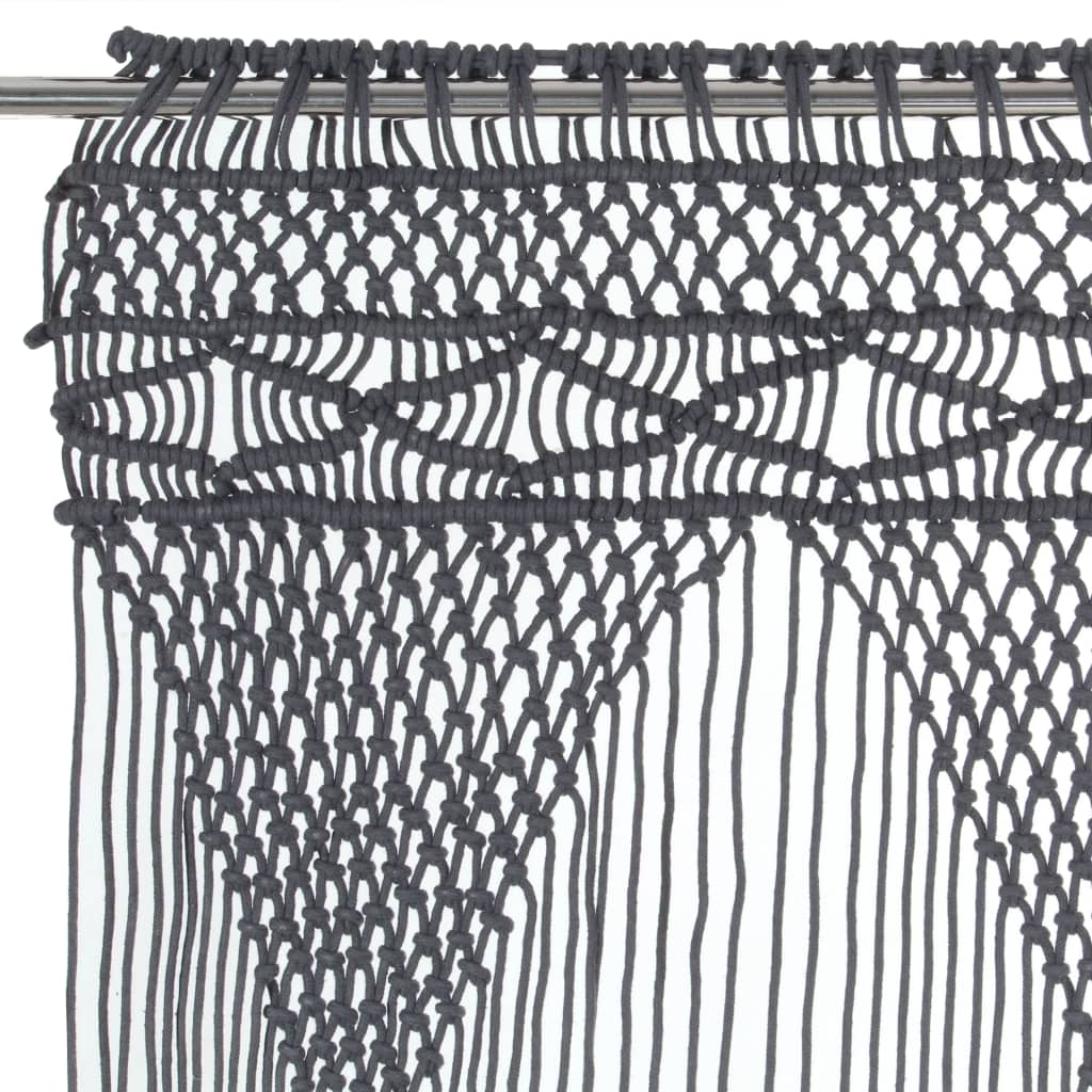 vidaXL Perdea macrame, antracit, 140 x 240 cm, bumbac vidaXL Perdea macrame, antracit, 140 x 240 cm, bumbac